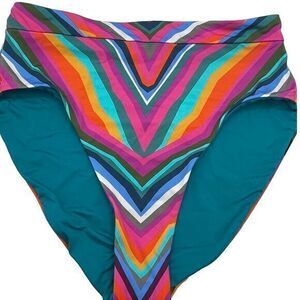 High Waisted Multicolor Louvre Swim Bottoms‎ No Brand Label Size 8
